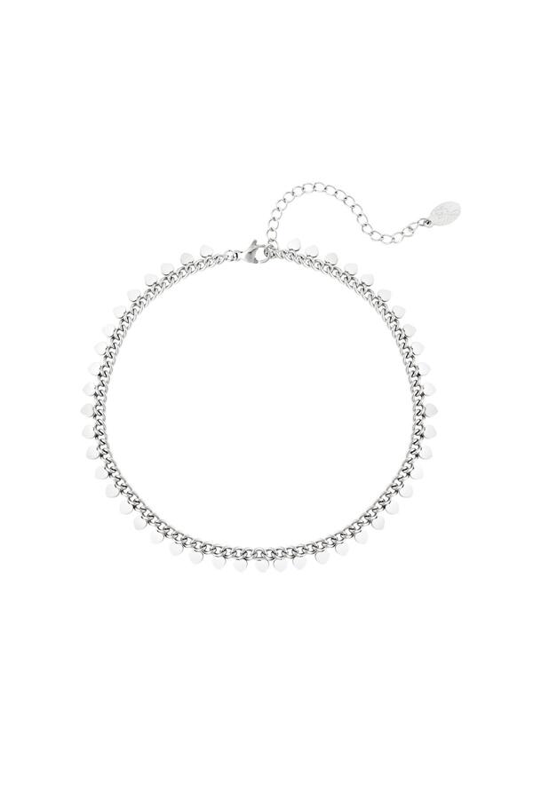 Stainless steel anklet hearts Silver