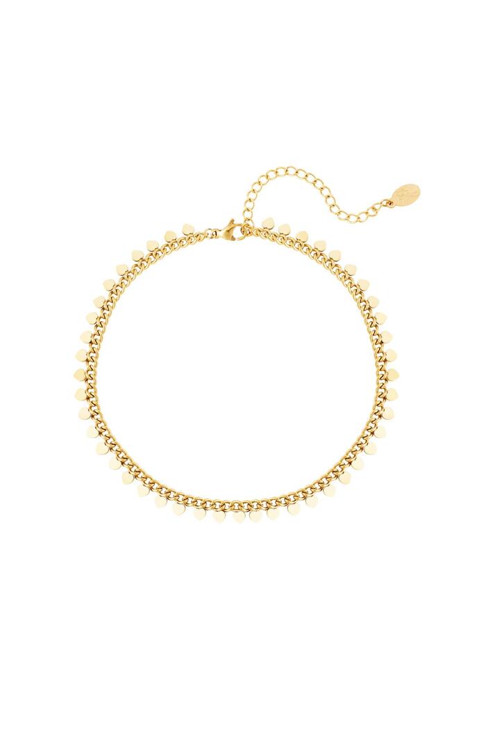 Stainless steel anklet hearts Gold 