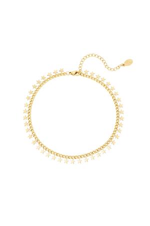 Stainless steel anklet stars Gold h5 