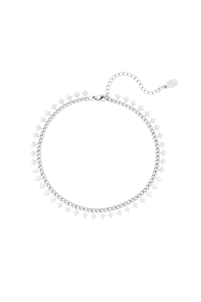 Stainless steel anklet sparkling stars Silver 