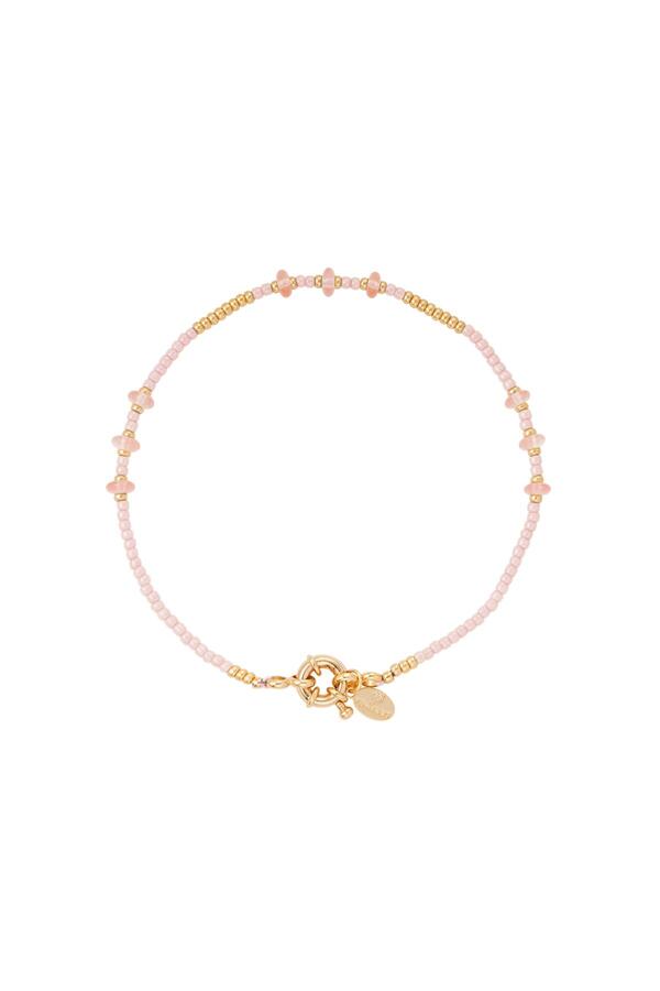 Anklet colored beads Pink Copper