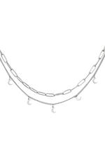 Silver / Necklace Chain Moon Silver Stainless Steel 