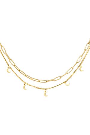 Necklace Chain Moon Gold Stainless Steel h5 
