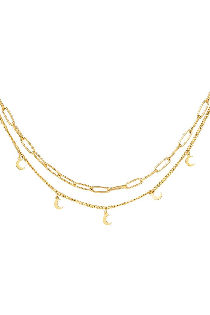 Necklace Chain Moon Gold Stainless Steel 