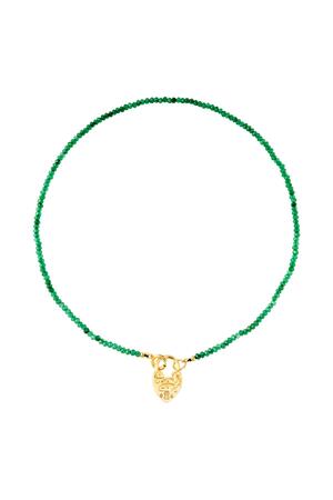Beaded necklace lock Green Stainless Steel h5 