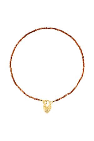 Beaded necklace lock Brown Stone h5 