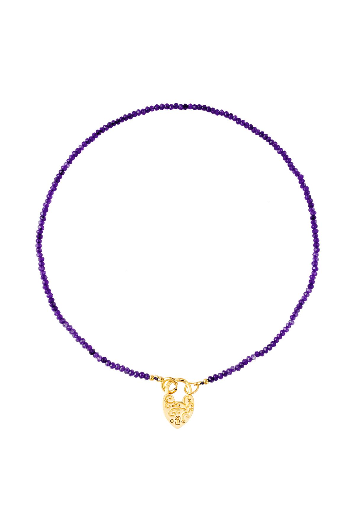 Purple / Beaded necklace lock Purple Stone Picture2