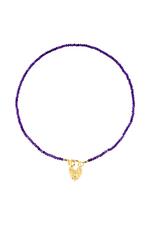 Purple / lucchetto con collana di perline Purple Stone Immagine2