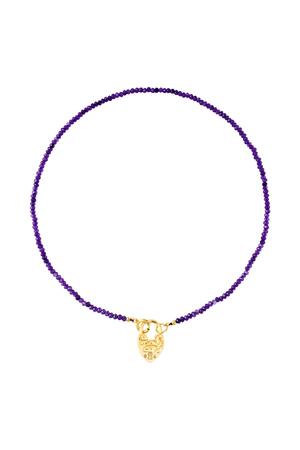 lucchetto con collana di perline Purple Stone h5 