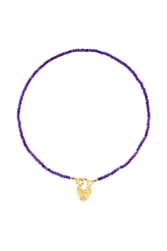 Beaded necklace lock Purple Stone 
