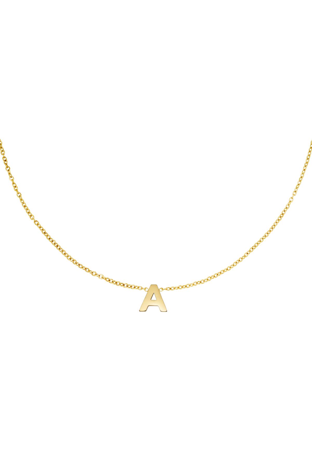 Stainless steel necklace initial A Gold