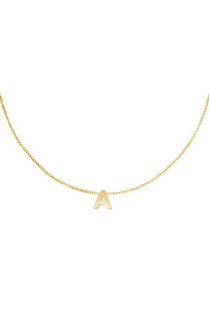 Stainless steel necklace initial A Gold h5 