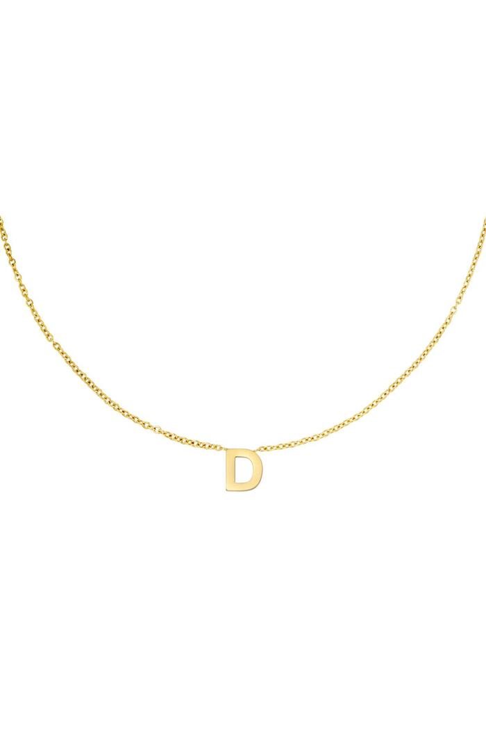 Stainless steel necklace initial D Gold 