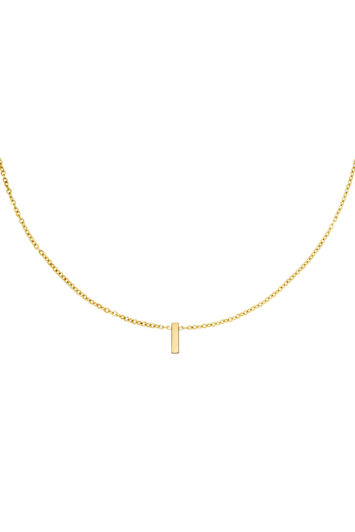 Stainless steel necklace initial I Gold color 2