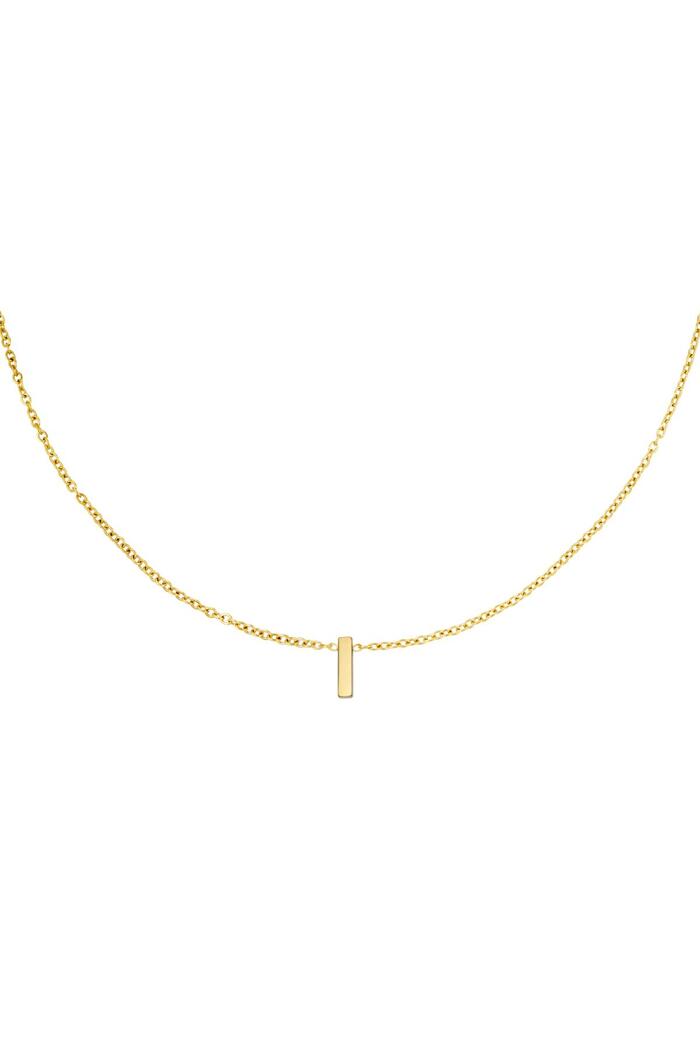 Stainless steel necklace initial I Gold 