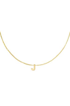 Stainless steel necklace initial J Gold h5 