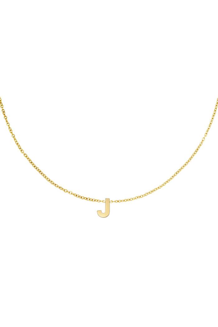 Stainless steel necklace initial J Gold 