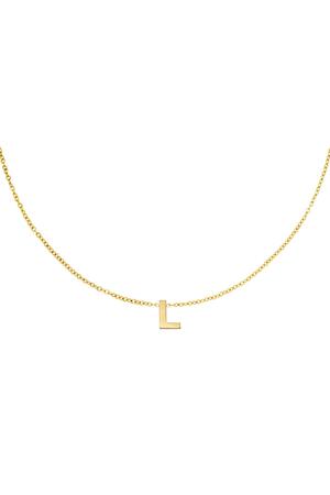 Stainless steel necklace initial L Gold h5 