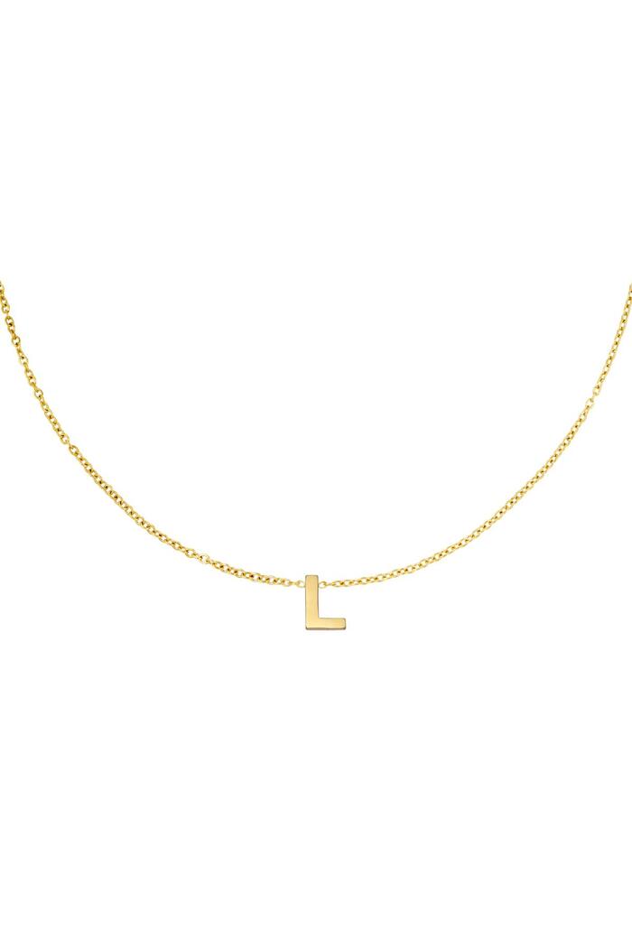 Stainless steel necklace initial L Gold 