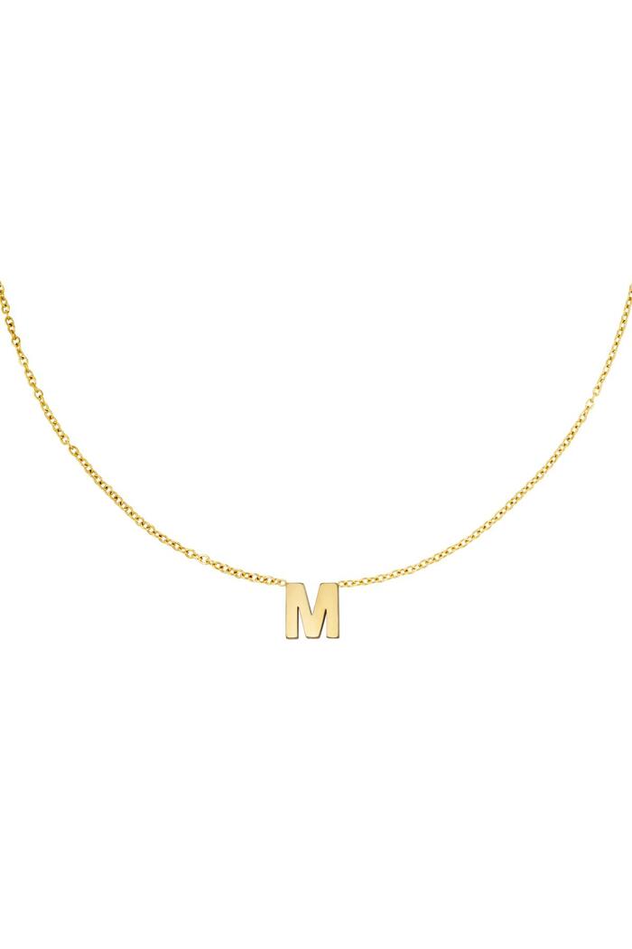 Stainless steel necklace initial M Gold 