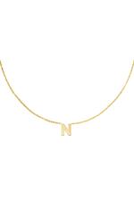 Gold / Stainless steel necklace initial N Gold Picture17
