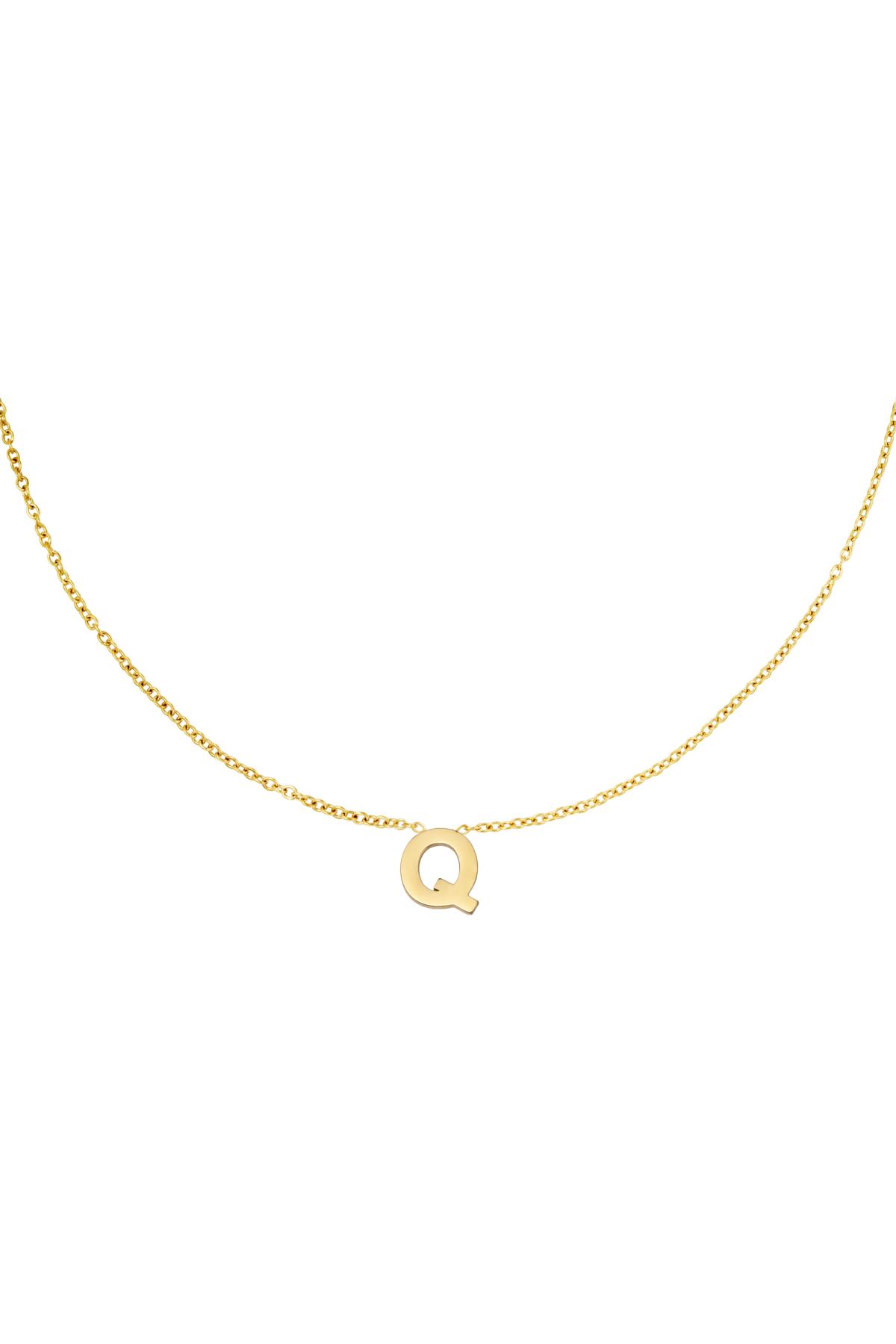 Stainless steel necklace initial Q Gold