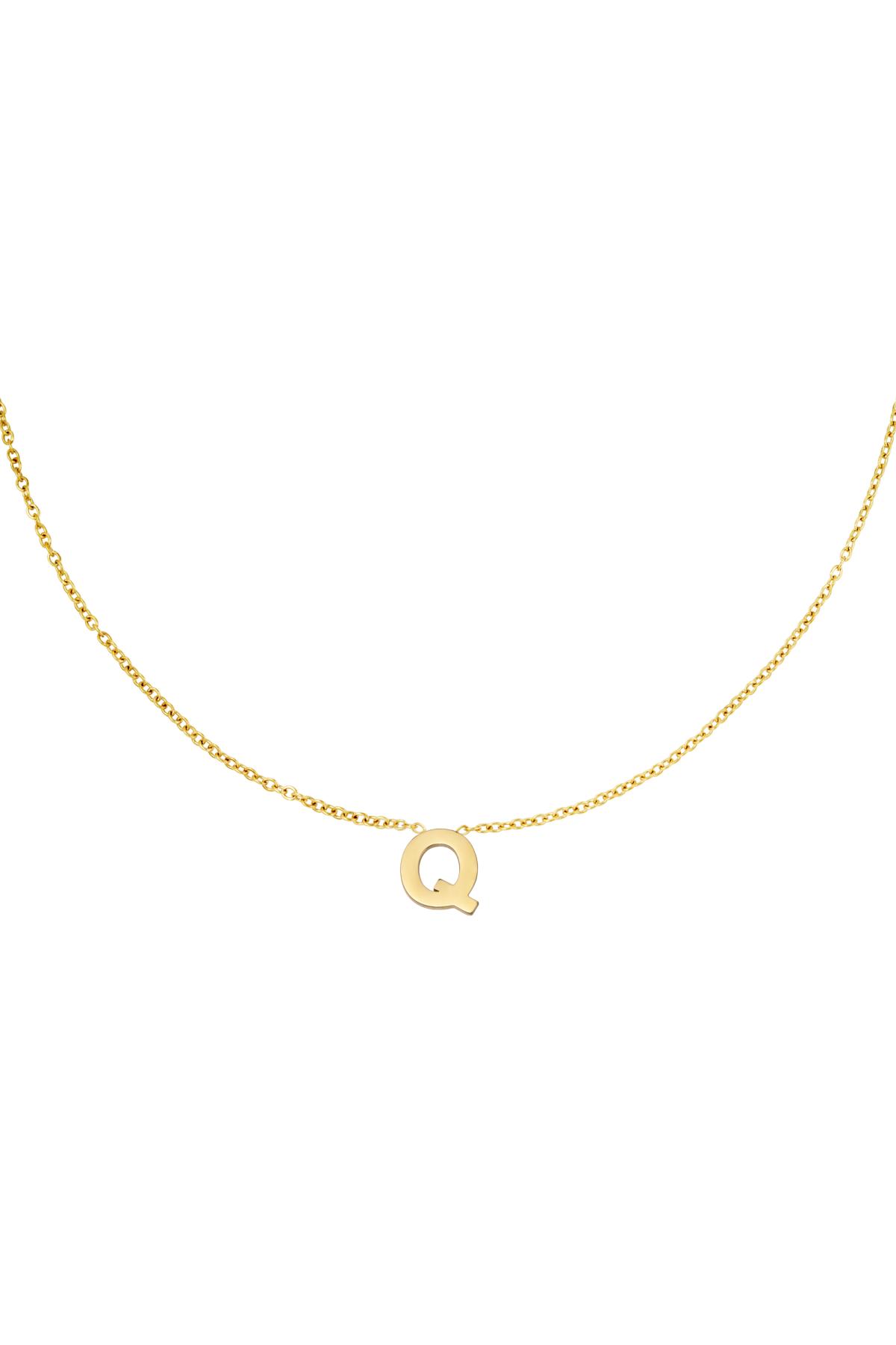 Stainless steel necklace initial Q Gold color 2