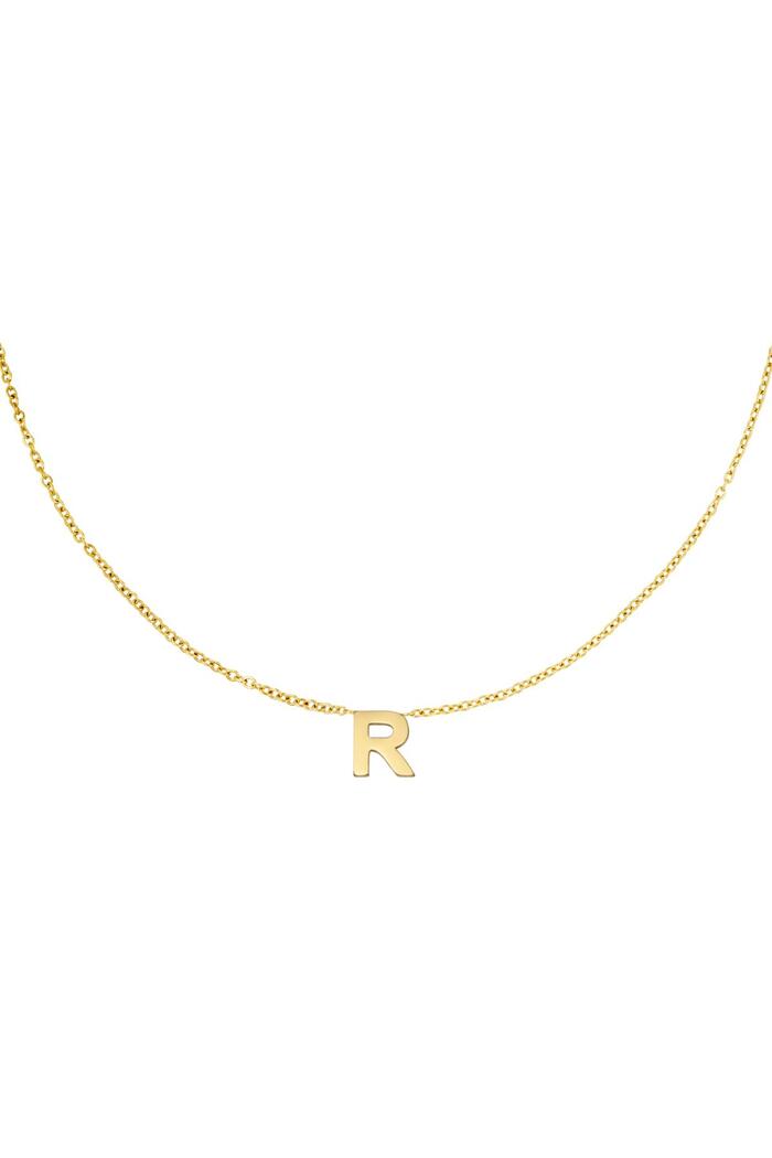 Stainless steel necklace initial R Gold 