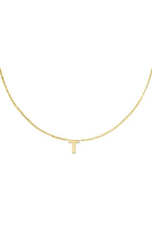 Stainless steel necklace initial T Gold h5 