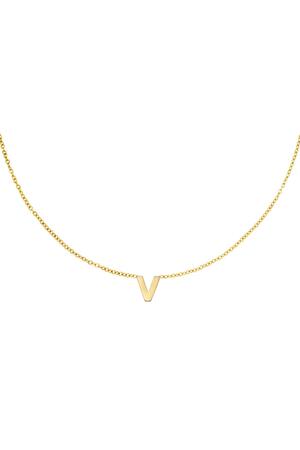 Stainless steel necklace initial V Gold h5 