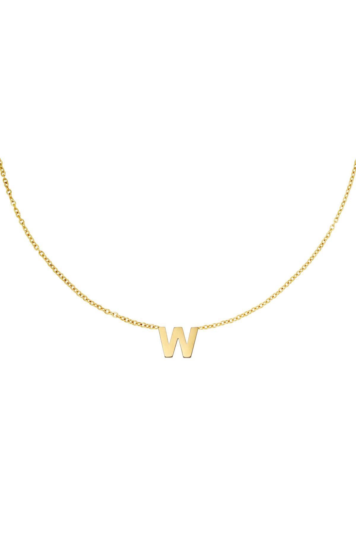 Gold / Stainless steel necklace initial W Gold Picture23