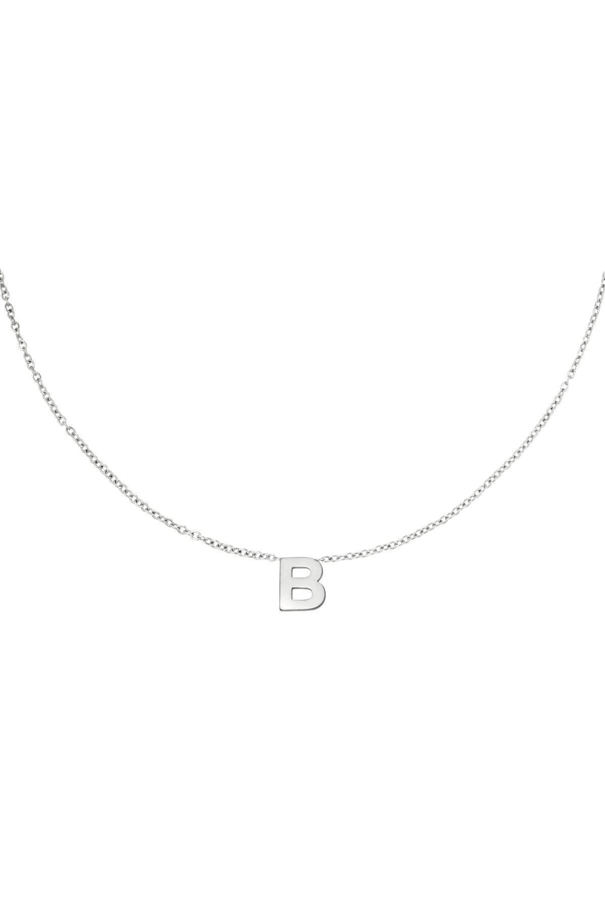 Stainless steel necklace initial B Silver color