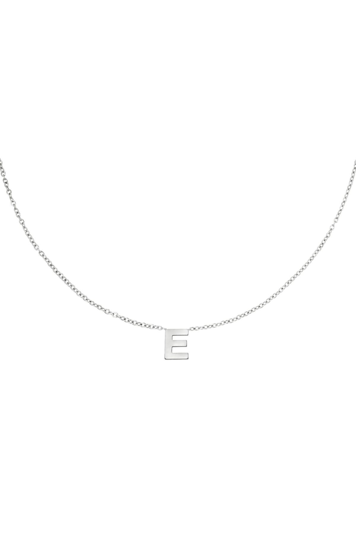 Silver / Paslanmaz çelik kolye ilk E Silver Stainless Steel Resim5