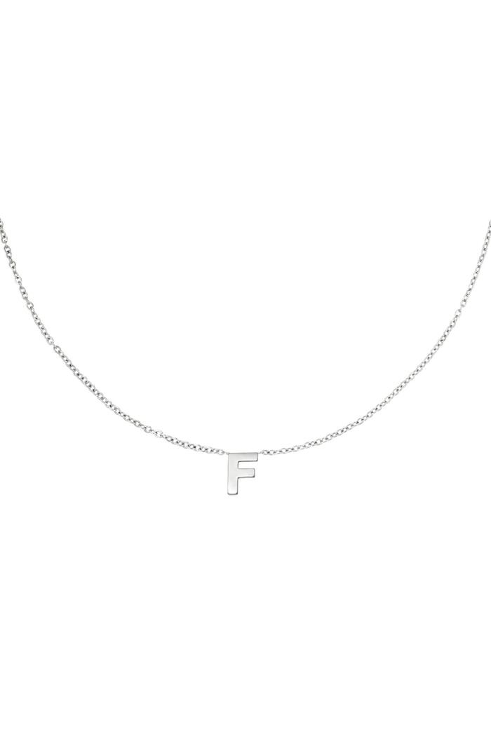 Stainless steel necklace initial F Silver 