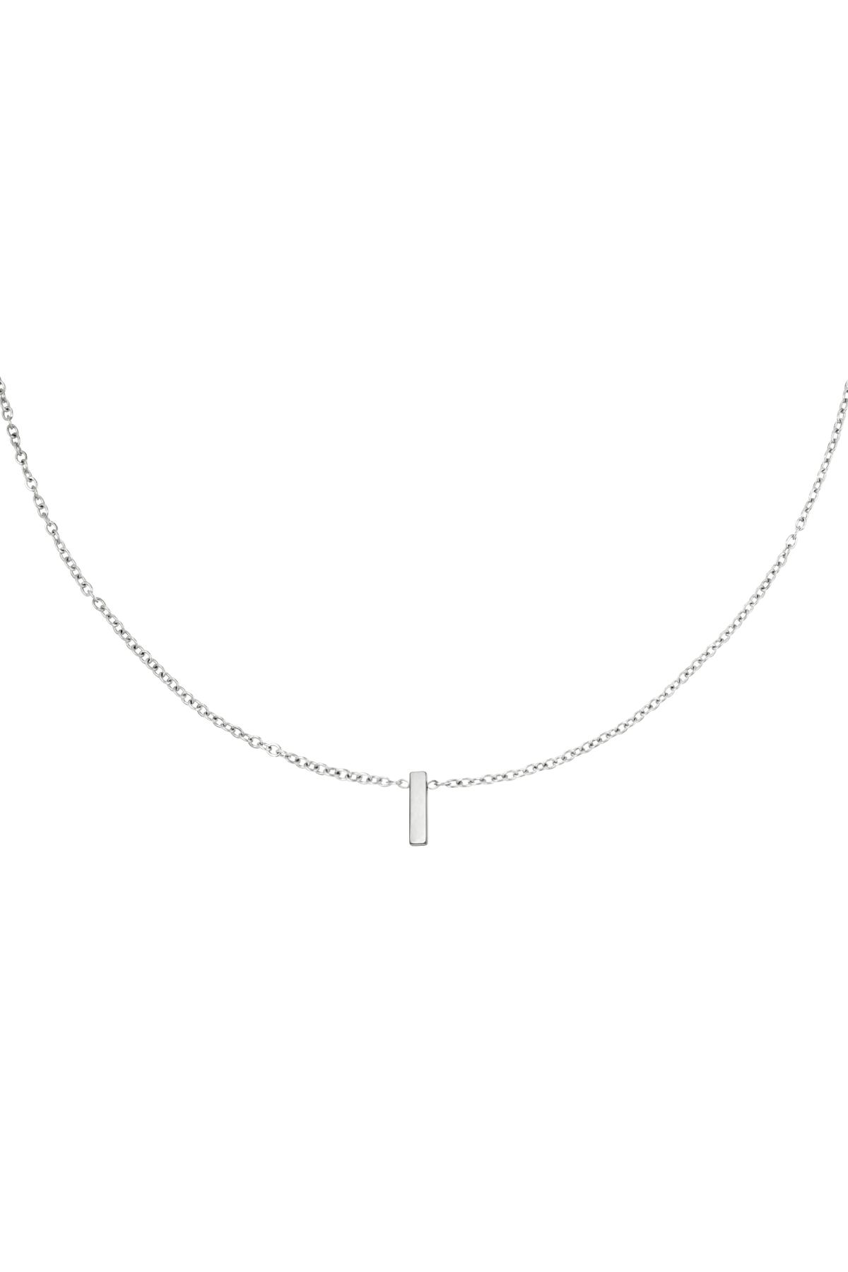 Stainless steel necklace initial I Silver color 2