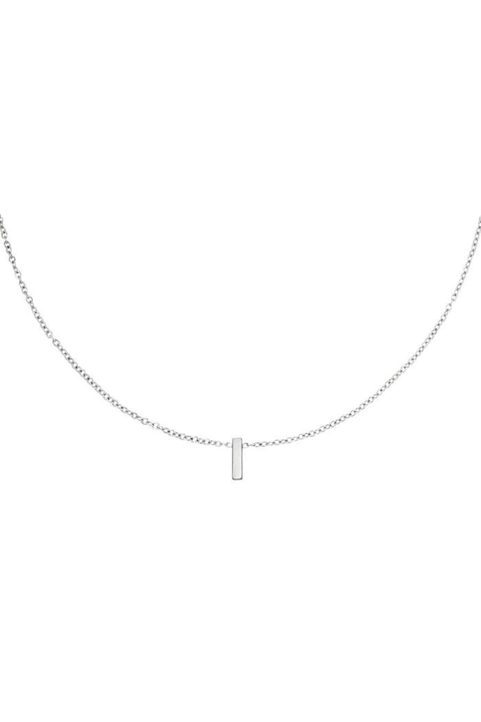 Stainless steel necklace initial I Silver 