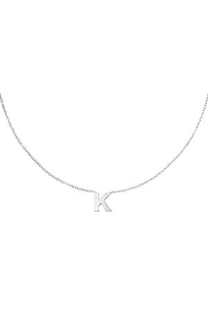 Stainless steel necklace initial K Silver h5 