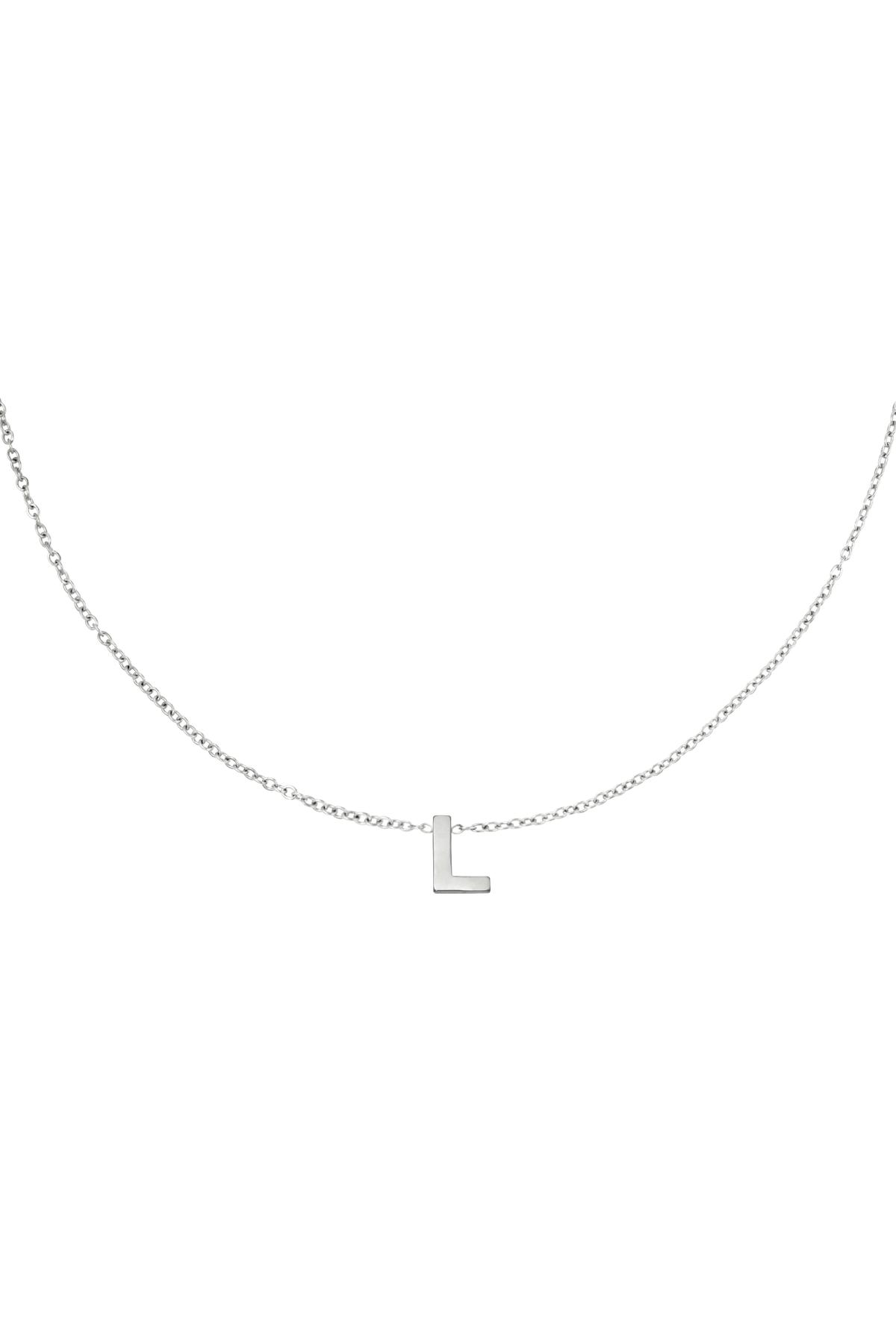 Edelstalen ketting initiaal L Zilver Stainless Steel 2