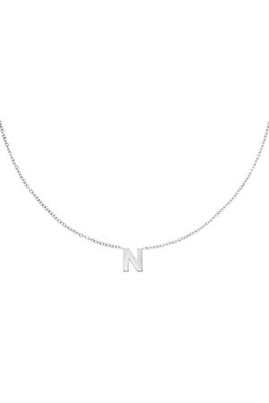 Stainless steel necklace initial N Silver h5 