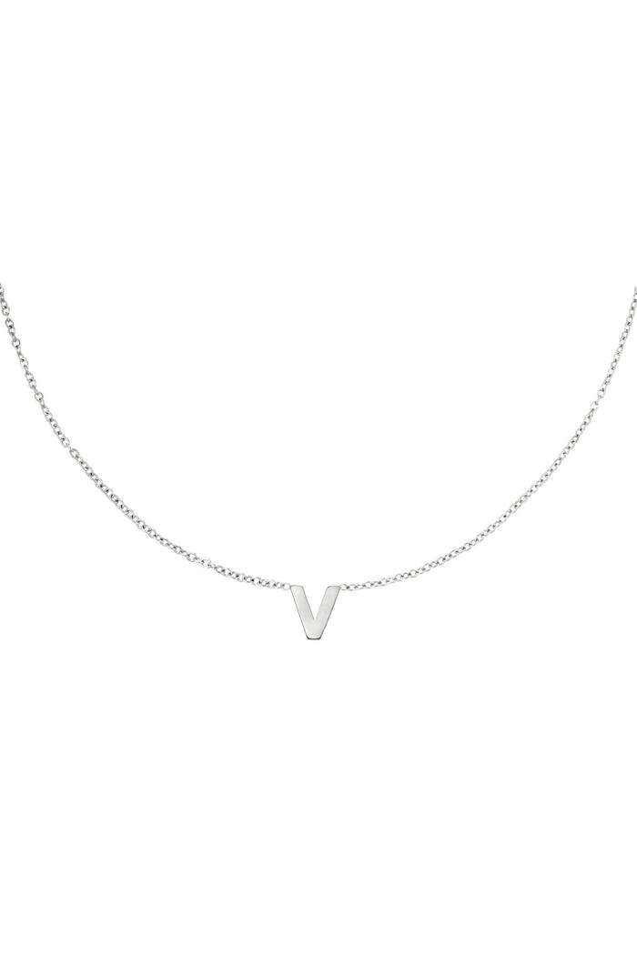 Stainless steel necklace initial V Silver 