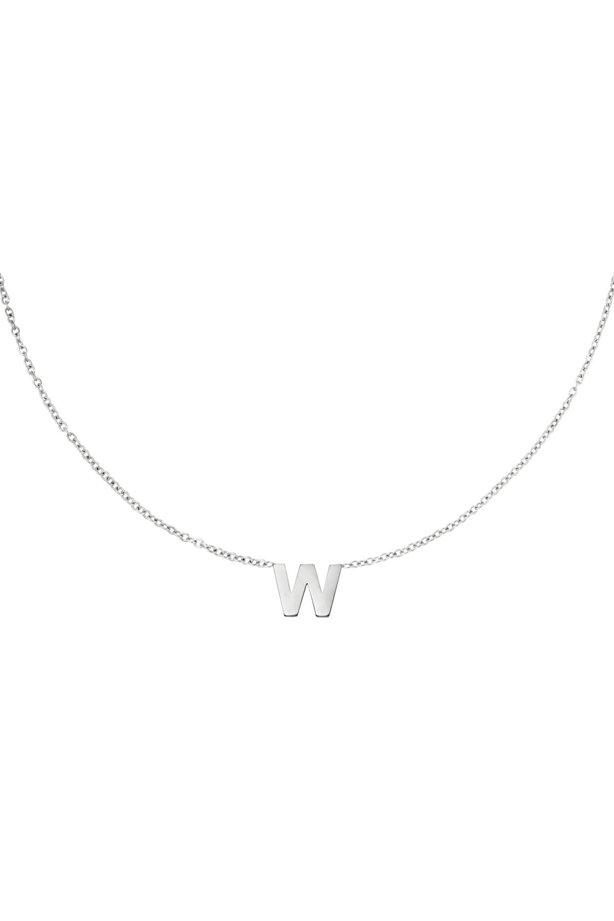 Stainless steel necklace initial W Silver color