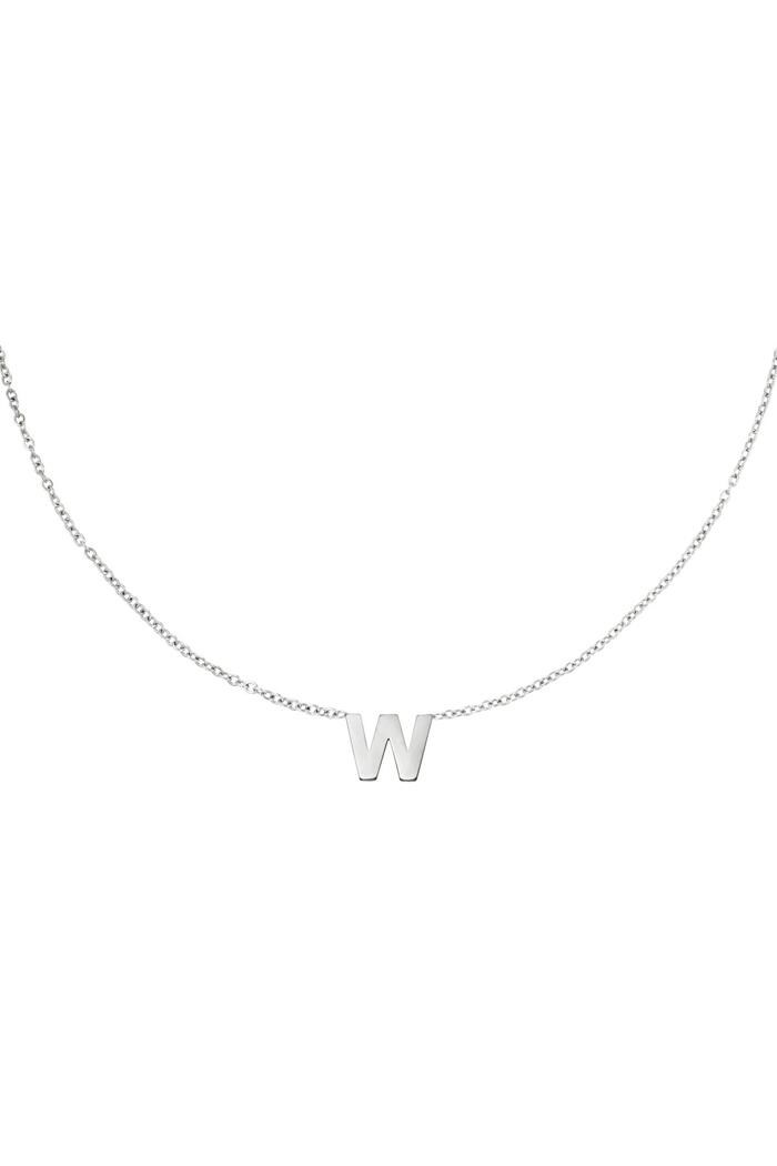 Stainless steel necklace initial W Silver 