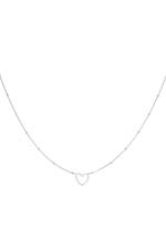 Silver / Minimalistic necklace open heart Silver Stainless Steel 