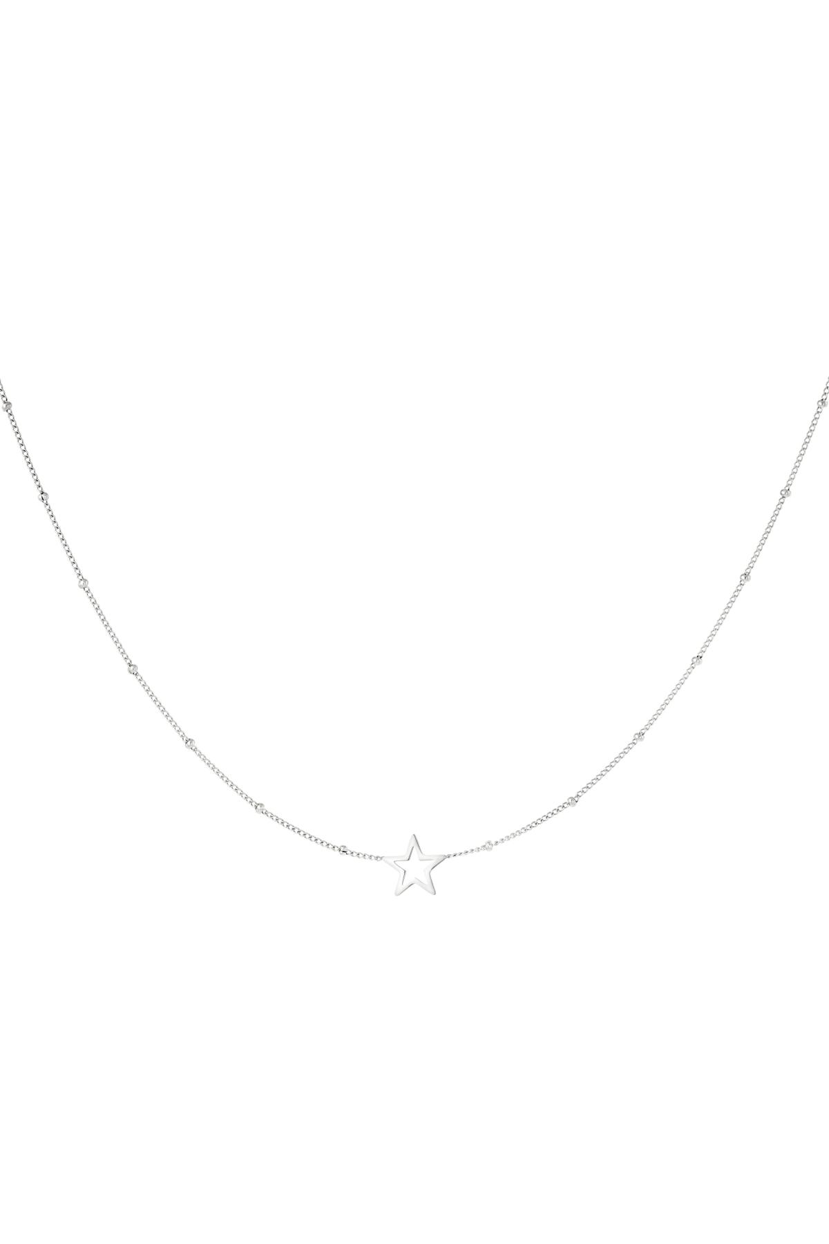 Minimalistic necklace open star Silver Stainless Steel h5 