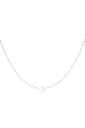 Minimalistic necklace open star Silver Stainless Steel h5 