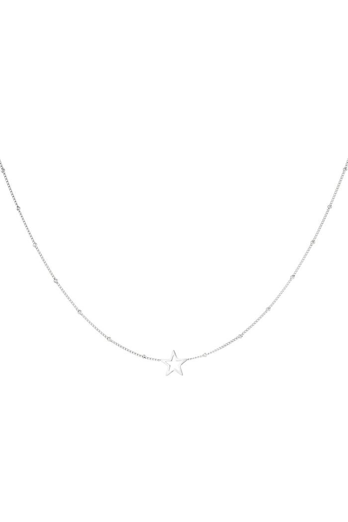 Minimalistic necklace open star Silver Stainless Steel 