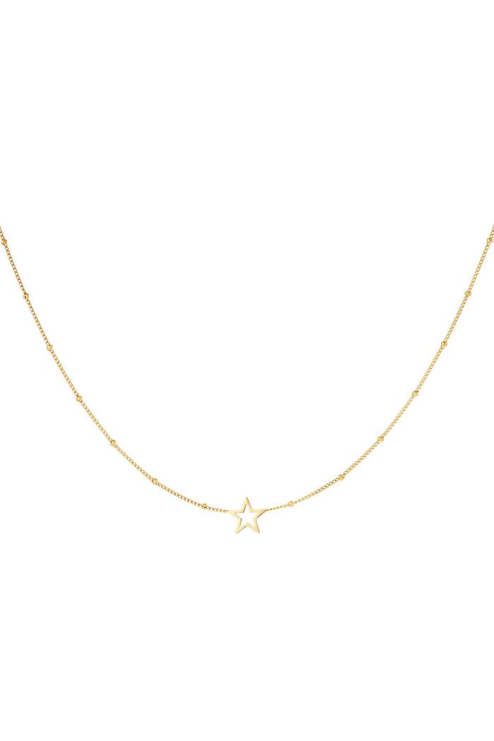 Minimalistic necklace open star Gold Stainless Steel 