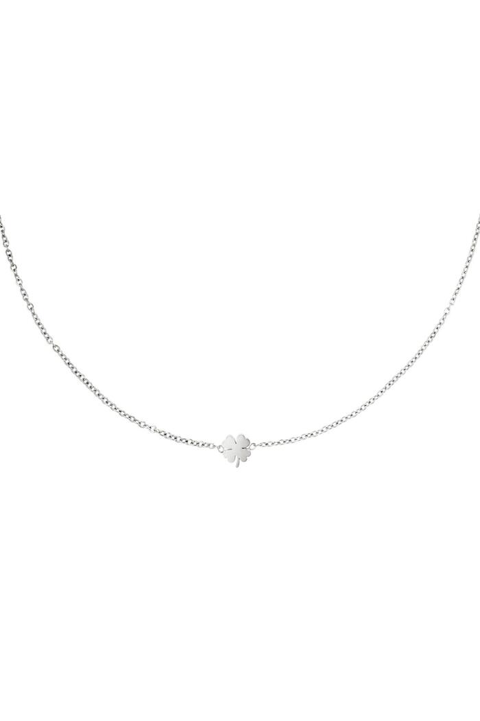 Stainless steel necklace clover Silver 