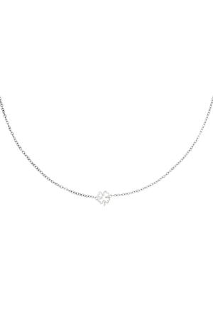 Necklace open clover Silver Stainless Steel h5 