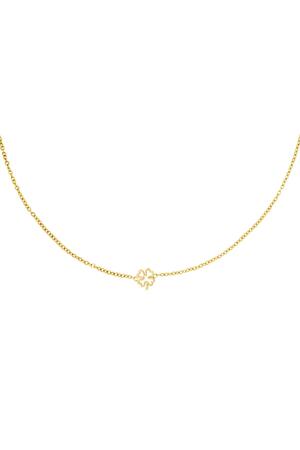 Necklace open clover Gold Stainless Steel h5 